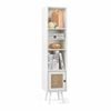 Costway Tall Adjustable Rattan Storage Cabinet Bookshelf W/door