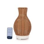 Essential Oil Aroma Diffuser And Remote - 100ml Rattan Vase Mist