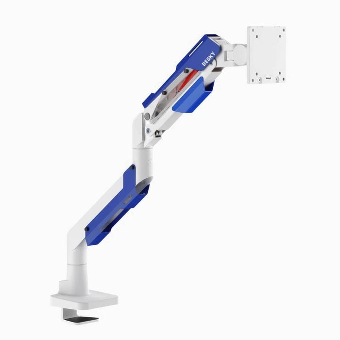 Desky Hercules Ultrawide Monitor Arm - Blue and White