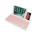 Rechargeable Wireless Bluetooth Keyboard Tablet Mount Holder - Pink