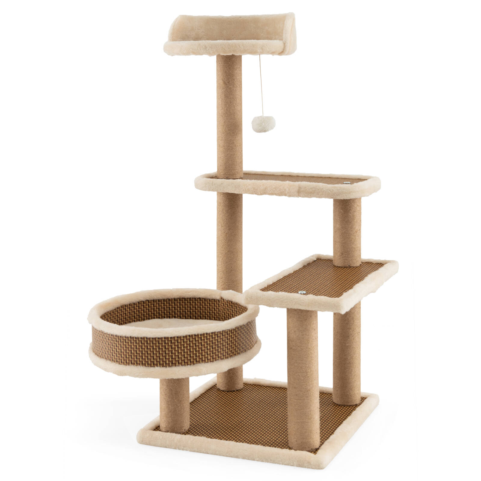 Costway 4 level Cat Tower Activity Center for Indoor Cats w Rattan Mat Scratching Posts Bunnings Australia