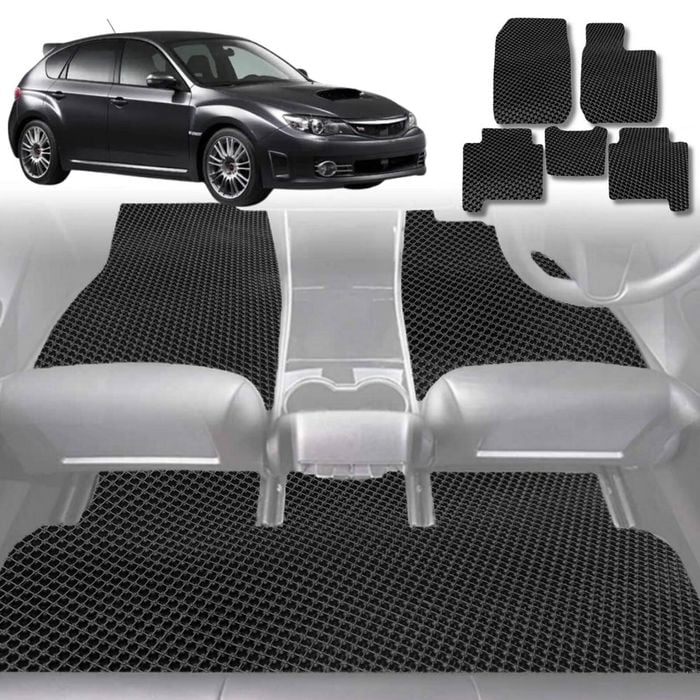 6D Diamond Car Floor Mats for Subaru Impreza 2007-2011-Full Set-Black-Outback GT