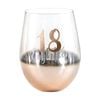 Eighteen 18 Rose Gold Ombre Stemless Alcohol Wine Glass 600ml Drinking Cup