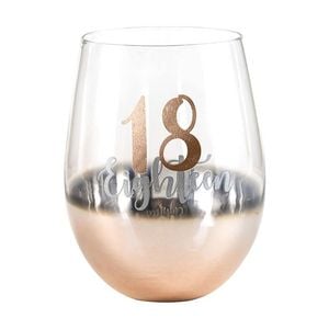 Eighteen 18 Rose Gold Ombre Stemless Alcohol Wine Glass 600ml Drinking Cup