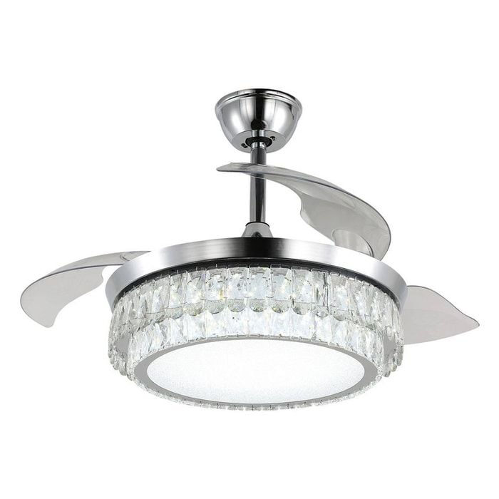 Windora Celestia 42" Crystal Chandelier with DC Ceiling Fan & 3CCT Dimmable LED Remote Control