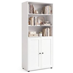 Costway Wood Bookcase Display Shelf Storage Cabinet White
