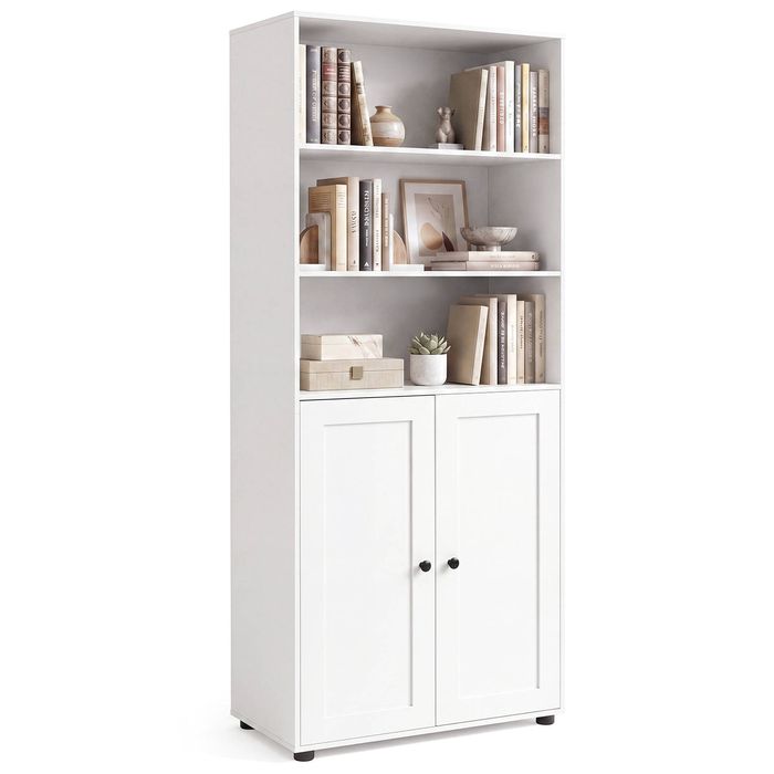 Costway Wood Bookcase Display Shelf Storage Cabinet White