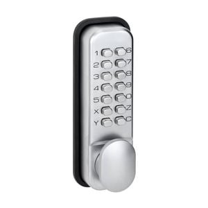 Delf Satin Chrome Push Button Digital Gate Lock Entrance Set