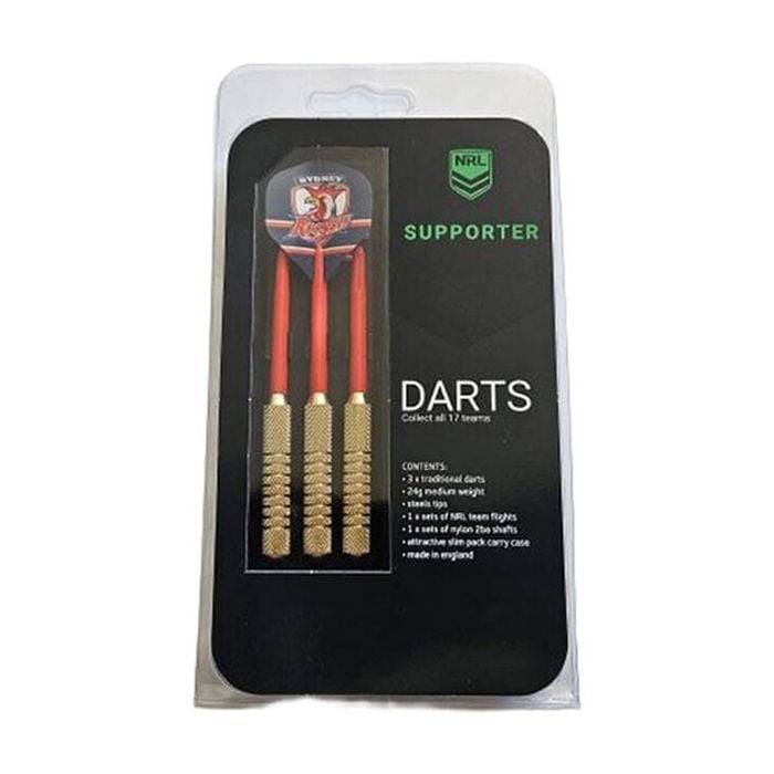 3pc NRL Darts Sydney Roosters Team Design Flights & Shafts Case Included