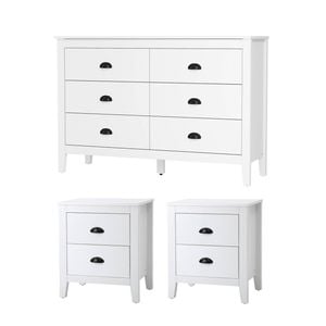 Oikiture 6 Chest of Drawers and 2 Bedside Tables Set