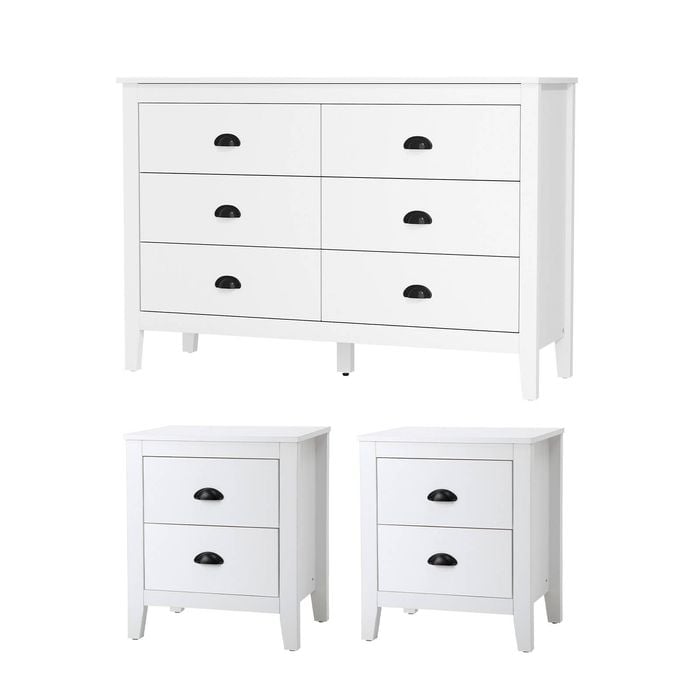 Oikiture 6 Chest of Drawers and 2 Bedside Tables Set