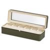 Catzon Watch Case 6 Slot Watch Display Case With Glass Lid-green