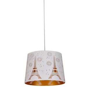 CLA Lighting Penshade Interior Slanted with Eiffel Tower Pattern Laser Cut Pendant Light White