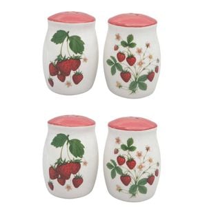 2x 2pc Urban Ceramic Strawberry Fields Salt & Pepper Shakers 8x6cm Green/Red