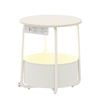 Advwin Side Table Sofa End Table w/ Charging Station Round Nightstand w/ Basket Beige