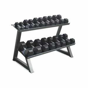 Heavy Duty 2 Tier Rubber Hex Dumbbell Storage Rack