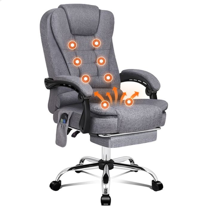ALFORDSON Massage Office Chair Heated Seat Grey