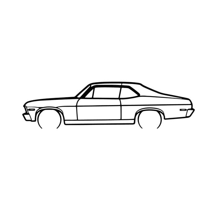 Ignite Laser Chevrolet 1971 Nova Silhouette Metal Wall Art Rustic Metal 23.6inch/60cm