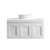 Attica 900mm Satin White Hamptons Shaker Vanity with Pure White Stone Top