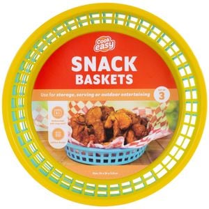 Cook Easy Set of 3 Round Plastic Snack Baskets