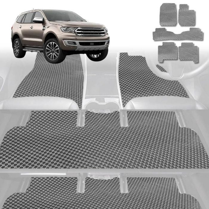 6D Diamond Car Floor Mats for Ford Everest 2015-2021-Ultimate Set-Grey-Outback GT