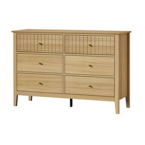 Oikiture 6 Chest of Drawers Tallboy Storage Natural