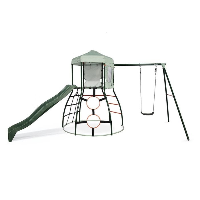 Plum Play Kids/children Outdoor Metal Climbing Dome Frame With Slide & Swing 3y+