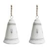 2x LVD Metal Bell Christmas Tree Hanging Ornament Festive Decor 15x9.5cm White