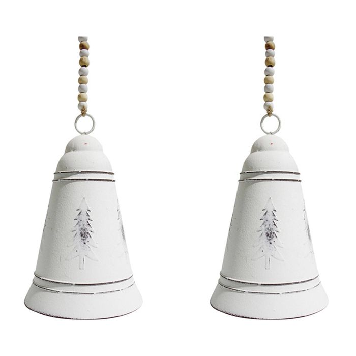 2x LVD Metal Bell Christmas Tree Hanging Ornament Festive Decor 15x9.5cm White