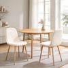 Oikiture 2x Dining Chairs Kitchen Accent Chair Lounge Sherpa White and Wooden