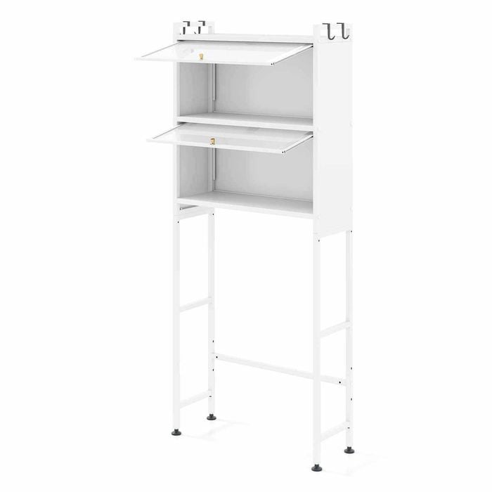 Costway Over Toilet Cabinet Storage Organizer 4hook Adjustable White
