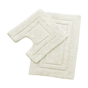 2pc Renee Taylor Tufted Bath/Contour Mat Set Cotton 2200GSM Toilet/Shower Linen