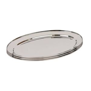 Argon Tableware 3x Oval Serving Platters - 40 x 27cm - Stainless Steel Dinner Tray Oval Plate Small Appetizer Serving Dishes