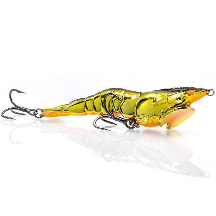 Chasebaits Panic Prawn 70mm Hard Body Topwater Fishing Lure 03 Gold Chrome