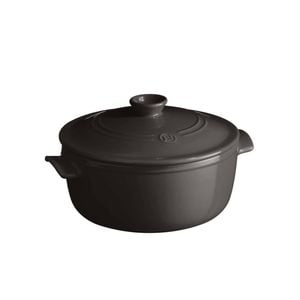 Emile Henry 3.9L/26cm Ceramic Round Stewpot w/ Lid Charcoal