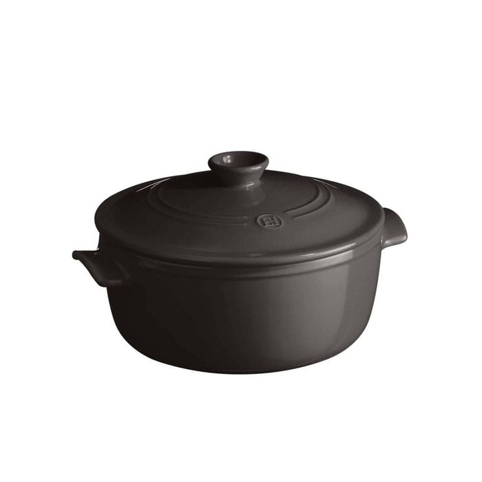 Emile Henry 3.9L/26cm Ceramic Round Stewpot w/ Lid Charcoal
