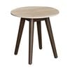Milo 50cm Round Lamp Table Sintered Stone Travertine Top Walnut