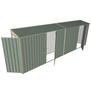 Build-a-Shed 0.8 x 6 x 2m Hinged Door Tunnel Shed with Dual Hinged Single Side Doors - Green