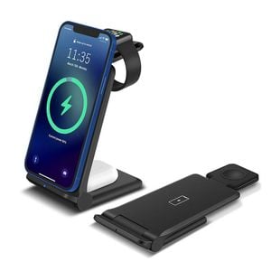 Black 3 In 1 Foldable Wireless Charger Dock Charging Station 3 In 1 For Apple Watch Iphone 13 12 11 Xs