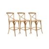 Aster 3pc Crossback Bar Stools Dining Chair Solid Birch Timber Rattan Seat - Oak