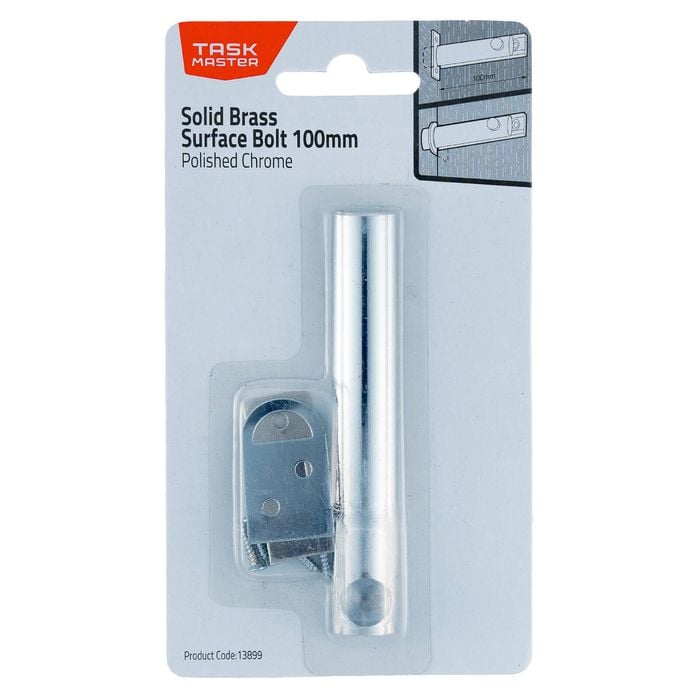 Taskmaster 100mm Polished Chrome Surface Barrel Bolt