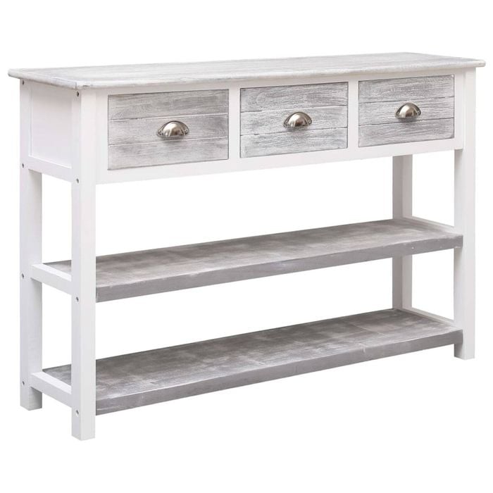 vidaXL Solid Paulownia and Poplar Wood Sideboard Antique Grey 115cm Side Table