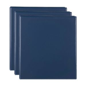 3x Marbig Clearview 4 D-ring Insert Binder A4 File 38mm Document Organiser Blue