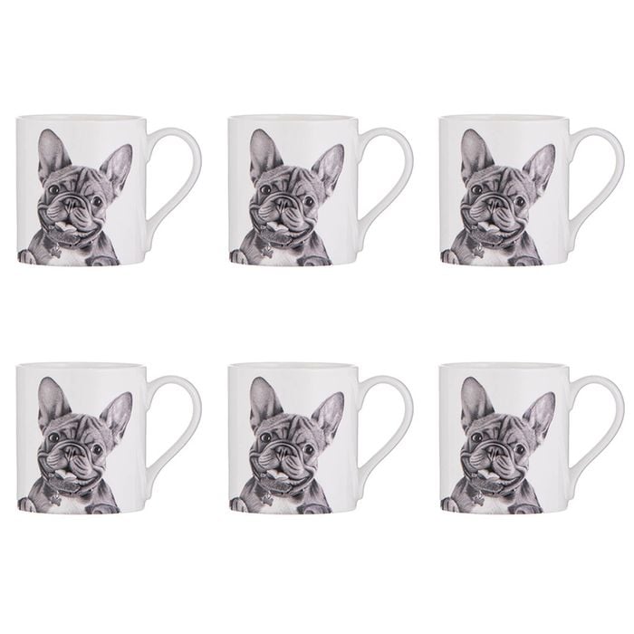 6x Ashdene Peeking Pups Ceramic Drinking Mug French Bulldog 370ml Animal Art