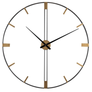 Salesbay 60cm Silent Wall Clock Modern Minimalist Black Frame Metal Home Decor