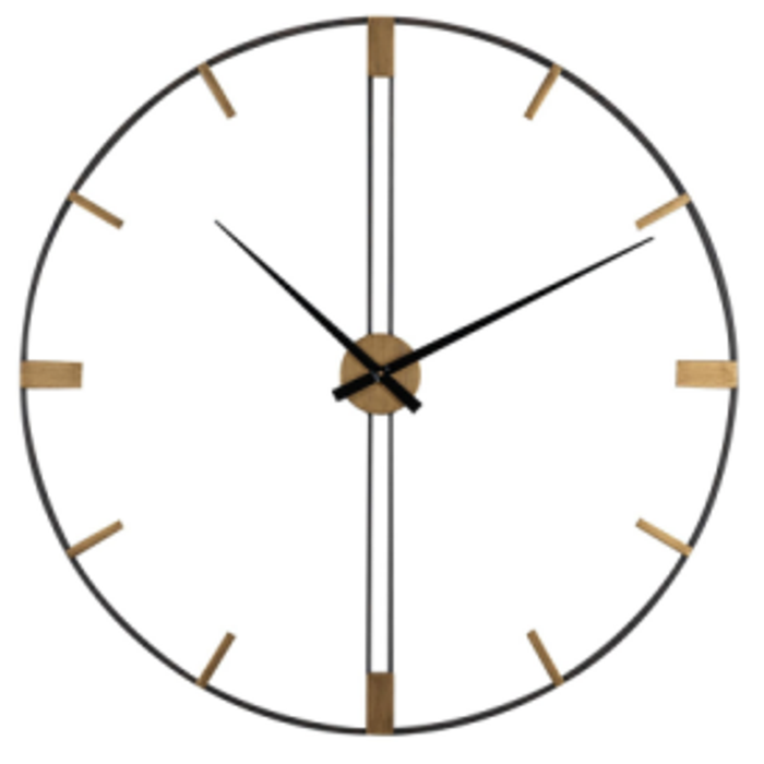 Salesbay 60cm Silent Wall Clock Modern Minimalist Black Frame Metal Home Decor