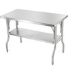 Vevor 122x61x86cm Commercial Worktable White with Folding Commercial Prep Table