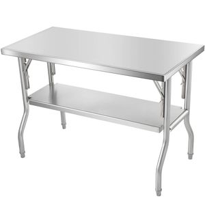 Vevor 122x61x86cm Commercial Worktable White with Folding Commercial Prep Table
