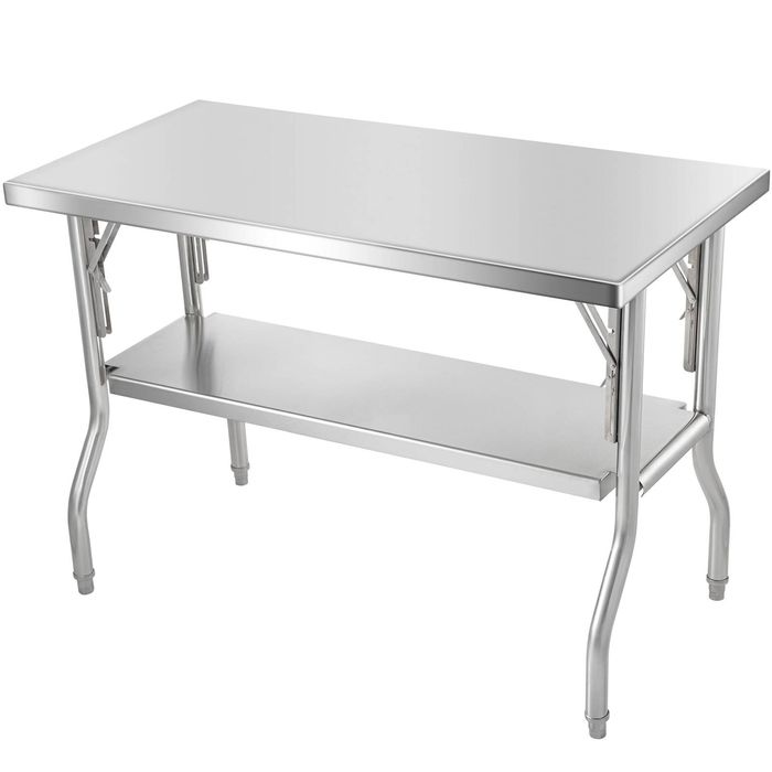 Vevor 122x61x86cm Commercial Worktable White with Folding Commercial Prep Table