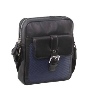 Pierre Cardin Pebbled Leather Organizer  Cross Body Black/Navy
